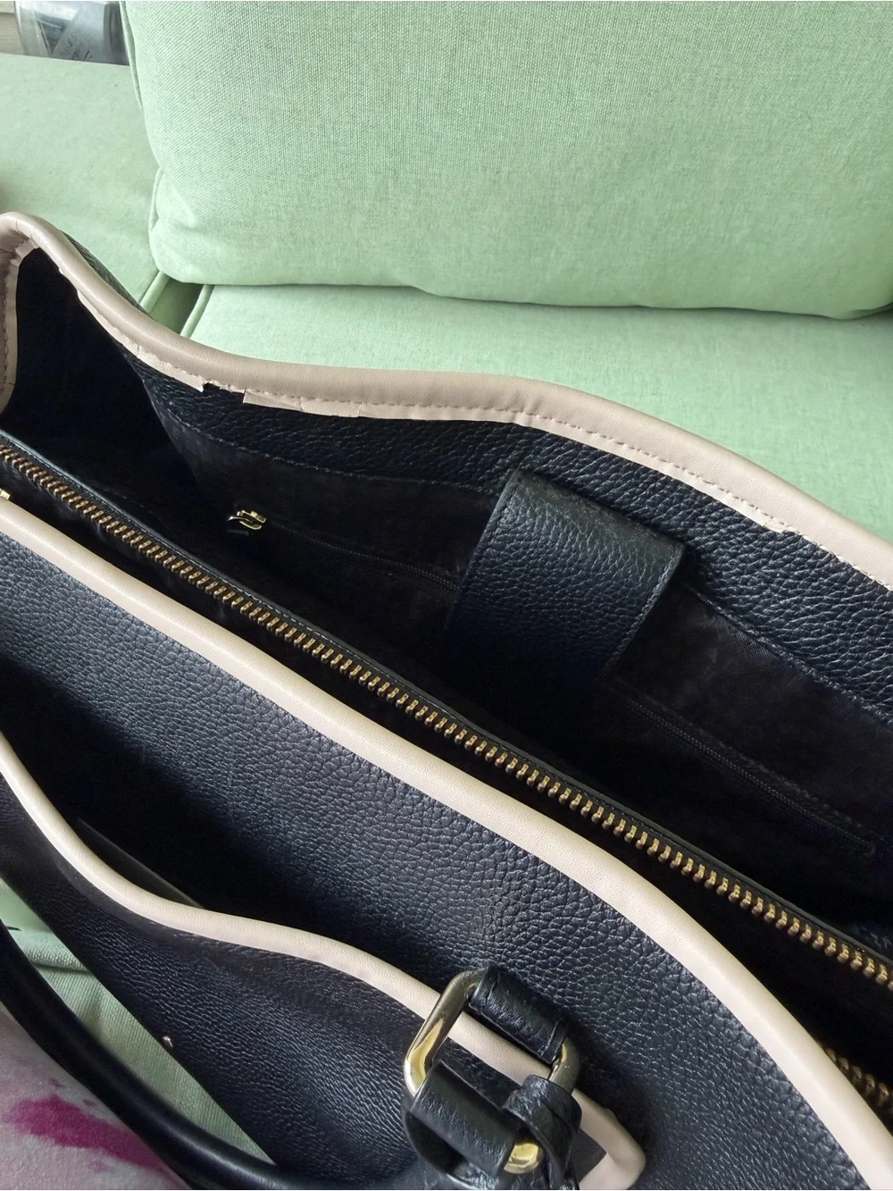 Large Kate Spade Ward Place Evangelie Satchel black/Cream  11.5
